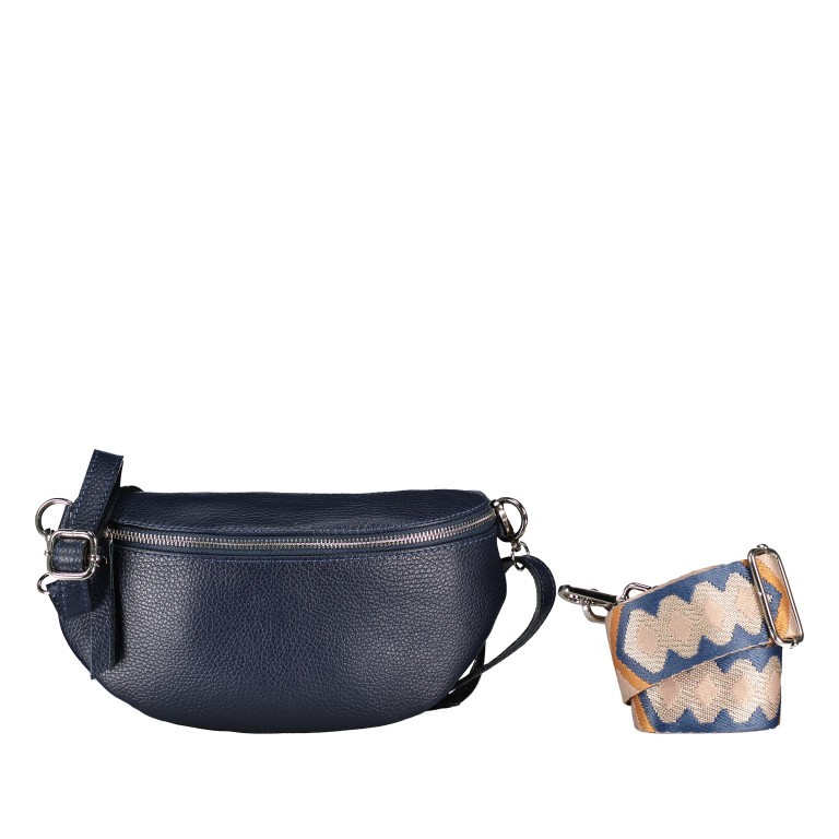 Gürteltasche Silberbeschlag Dunkelblau, Farbe: blau/petrol, Marke: Hausfelder Manufaktur, Abmessungen in cm: 27x15x8, Bild 1 von 6