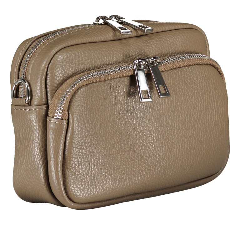 Umhängetasche mit austauschbaren Riemen und Silberfittings Taupe, Farbe: taupe/khaki, Marke: Hausfelder Manufaktur, EAN: 4065646017078, Abmessungen in cm: 18x13x5.5, Bild 2 von 6