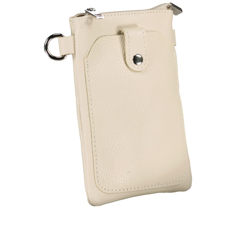 Umhängetasche / Handytasche mit austauschbaren Riemen und Silberfittings Beige, Farbe: beige, Marke: Hausfelder Manufaktur, EAN: 4065646017146, Abmessungen in cm: 14.5x20.5x1, Bild 2 von 6