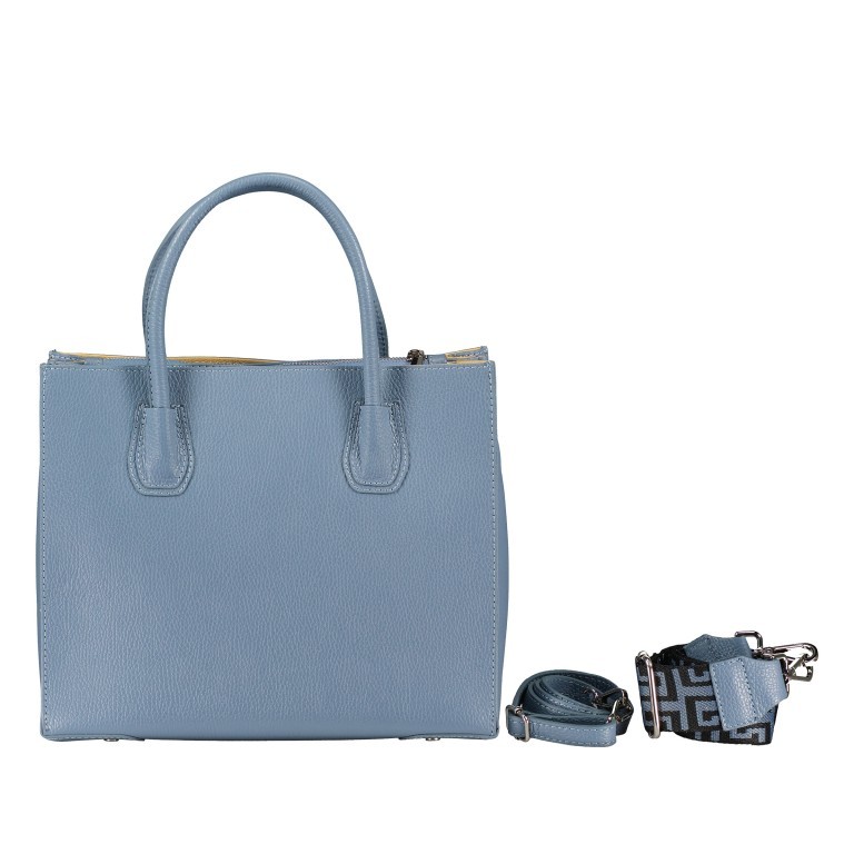 Handtasche mit zwei Schulterriemen Hellblau, Farbe: blau/petrol, Marke: Hausfelder Manufaktur, EAN: 4065646017245, Abmessungen in cm: 32x27x14, Bild 1 von 7