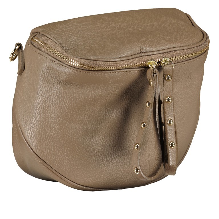 Gürteltasche / Umhängetasche Goldbeschlag Taupe, Farbe: taupe/khaki, Marke: Hausfelder Manufaktur, EAN: 4065646017290, Abmessungen in cm: 22x19x9, Bild 2 von 6