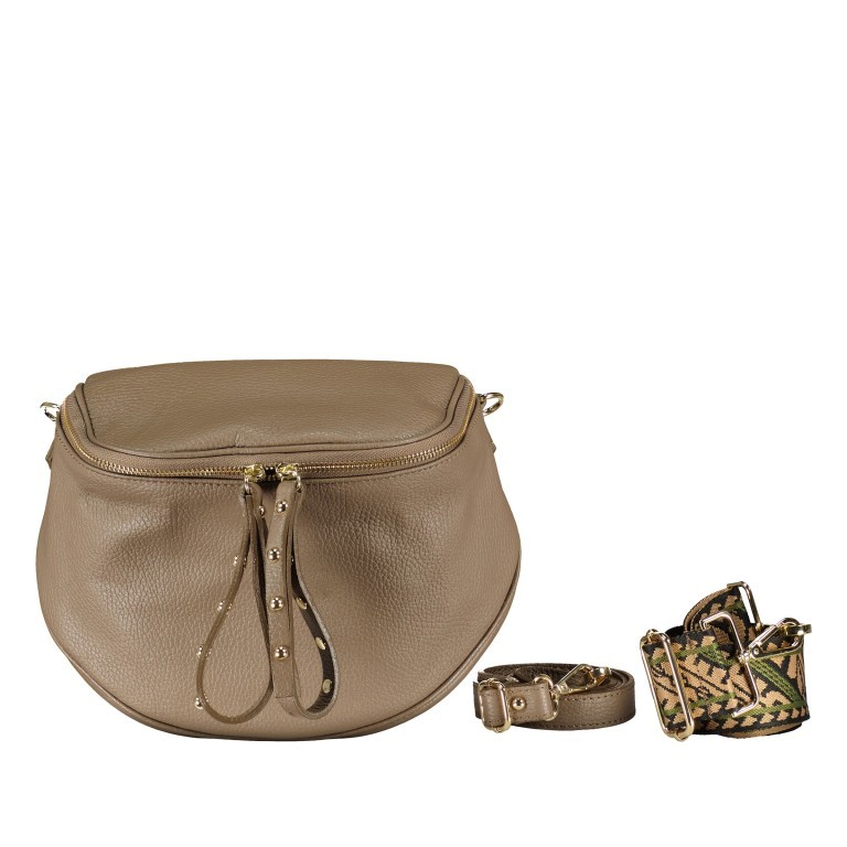 Gürteltasche / Umhängetasche Goldbeschlag Taupe, Farbe: taupe/khaki, Marke: Hausfelder Manufaktur, EAN: 4065646017290, Abmessungen in cm: 22x19x9, Bild 1 von 6