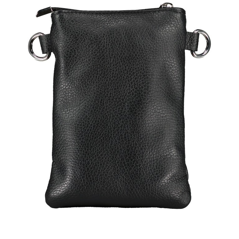 Umhängetasche / Handytasche mit austauschbaren Riemen und Silberfittings Schwarz, Farbe: schwarz, Marke: Hausfelder Manufaktur, EAN: 4065646017306, Abmessungen in cm: 14.5x20.5x1, Bild 3 von 6