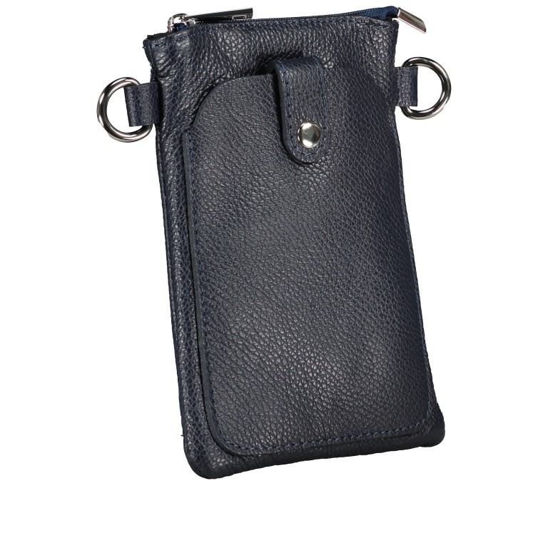 Umhängetasche / Handytasche mit austauschbaren Riemen Dunkelblau, Farbe: blau/petrol, Marke: Hausfelder Manufaktur, EAN: 4065646017320, Abmessungen in cm: 14.5x20.5x1, Bild 2 von 6