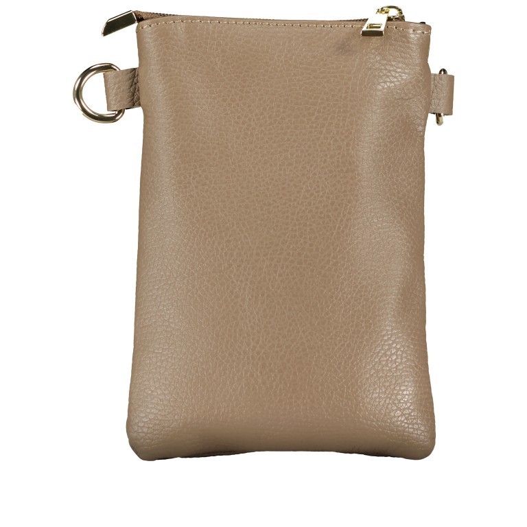 Umhängetasche / Handytasche mit austauschbaren Riemen und Goldfittings Taupe, Farbe: taupe/khaki, Marke: Hausfelder Manufaktur, EAN: 4065646017344, Abmessungen in cm: 14.5x20.5x1, Bild 3 von 6