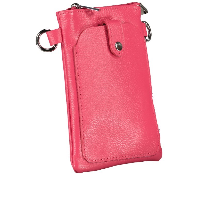 Umhängetasche / Handytasche mit austauschbaren Riemen und Silberfittings Pink, Farbe: rosa/pink, Marke: Hausfelder Manufaktur, EAN: 4065646017368, Abmessungen in cm: 14.5x20.5x1, Bild 2 von 6