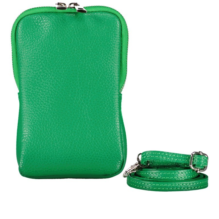 Handytasche Dollaro mit Schulterriemen Hellgrün, Farbe: grün/oliv, Marke: Hausfelder Manufaktur, Abmessungen in cm: 11x17.5x2, Bild 1 von 6