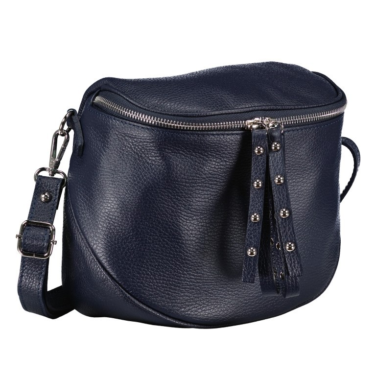 Gürteltasche Silberbeschlag Dunkelblau, Farbe: blau/petrol, Marke: Hausfelder Manufaktur, EAN: 4065646017535, Abmessungen in cm: 22x19x9, Bild 2 von 6