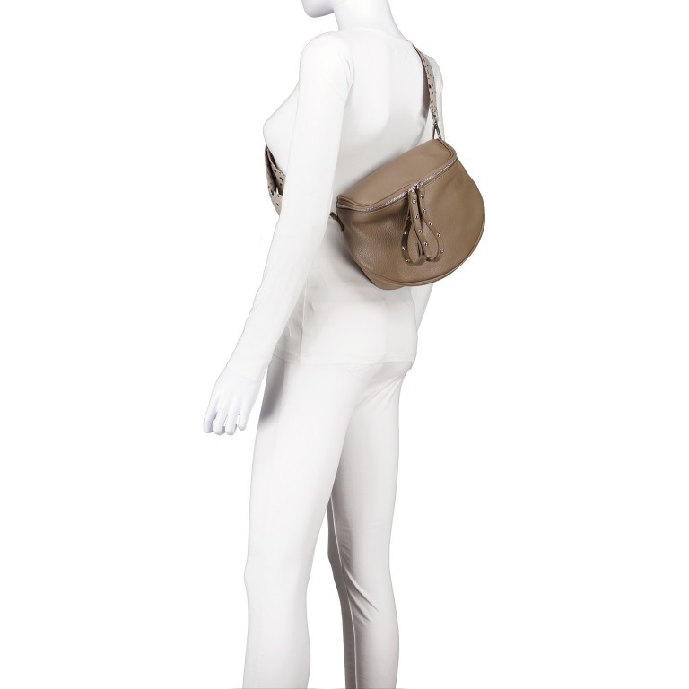 Gürteltasche Silberbeschlag Taupe, Farbe: taupe/khaki, Marke: Hausfelder Manufaktur, EAN: 4065646017627, Abmessungen in cm: 22x19x9, Bild 5 von 6