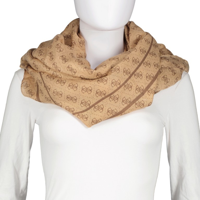 Tuch G-James Logo Latte, Farbe: beige, Marke: Guess, EAN: 7624926744751, Abmessungen in cm: 120x0x120, Bild 3 von 3