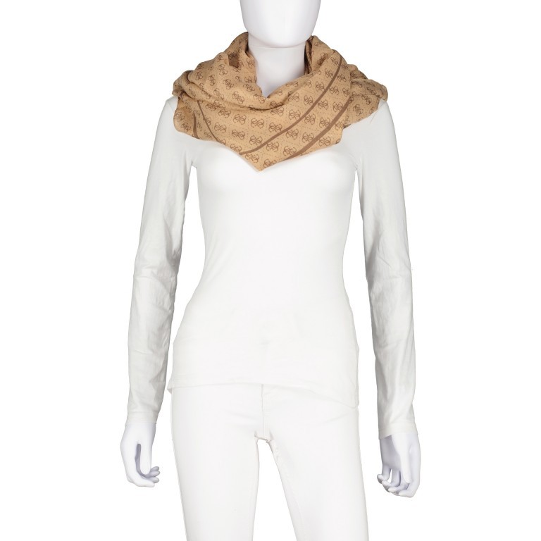 Tuch G-James Logo Latte, Farbe: beige, Marke: Guess, EAN: 7624926744751, Abmessungen in cm: 120x0x120, Bild 2 von 3
