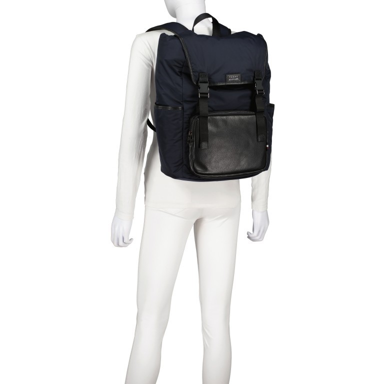 Rucksack Lux Nylon Flap Backpack Space Blue, Farbe: blau/petrol, Marke: Tommy Hilfiger, EAN: 8720645818762, Abmessungen in cm: 30x48x15.5, Bild 3 von 4