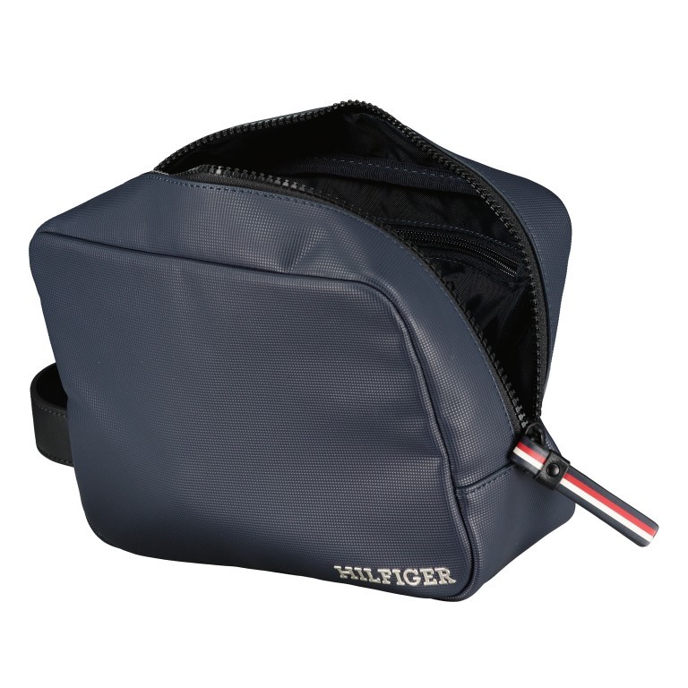 Kulturbeutel Monotype Washbag mit Piqué-Struktur Space Blue, Farbe: blau/petrol, Marke: Tommy Hilfiger, EAN: 8720645811237, Abmessungen in cm: 22x15.5x8, Bild 5 von 5