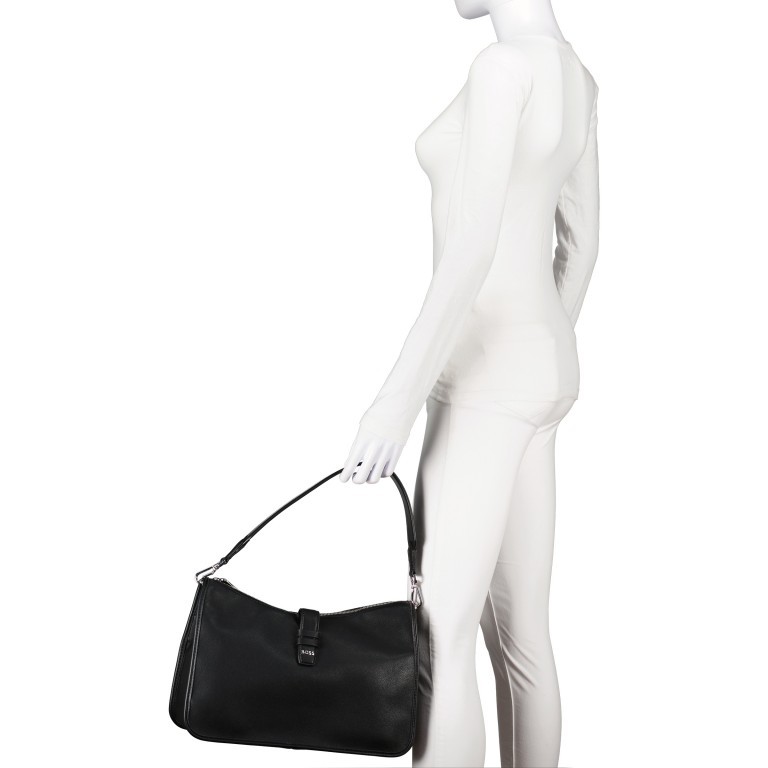 Beuteltasche Maddie Shoulder Bag Black, Farbe: schwarz, Marke: Boss, EAN: 4063539993744, Abmessungen in cm: 36x23.5x11.5, Bild 4 von 8