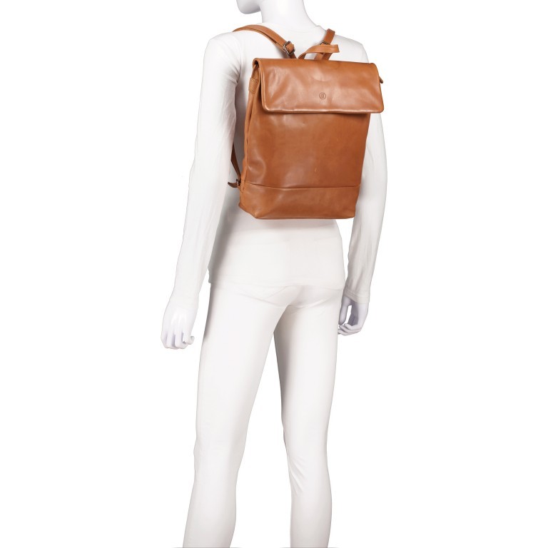 Rucksack Cognac, Farbe: cognac, Marke: Hausfelder Manufaktur, EAN: 4065646015593, Abmessungen in cm: 25x33.5x8.5, Bild 6 von 7