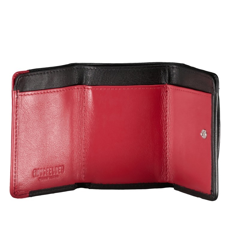 Geldbörse Nappa mit RFID-Schutz Schwarz Rot, Farbe: schwarz, Marke: Hausfelder Manufaktur, EAN: 4065646016460, Abmessungen in cm: 10x8x2, Bild 4 von 5