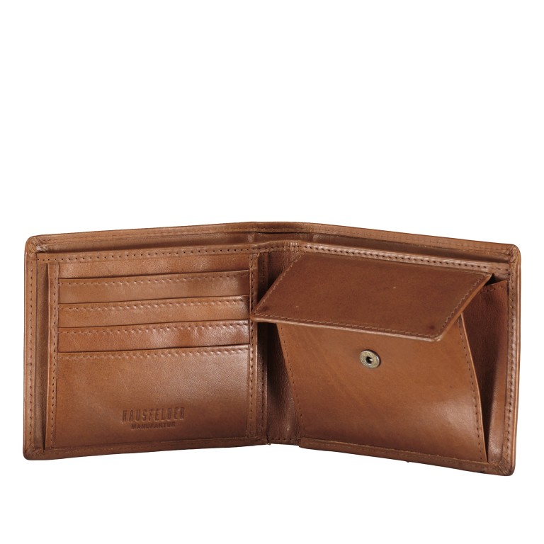 Geldbörse Vintage mit RFID-Schutz Dark Cognac, Farbe: cognac, Marke: Hausfelder Manufaktur, EAN: 4065646016316, Abmessungen in cm: 12x10x2, Bild 4 von 4