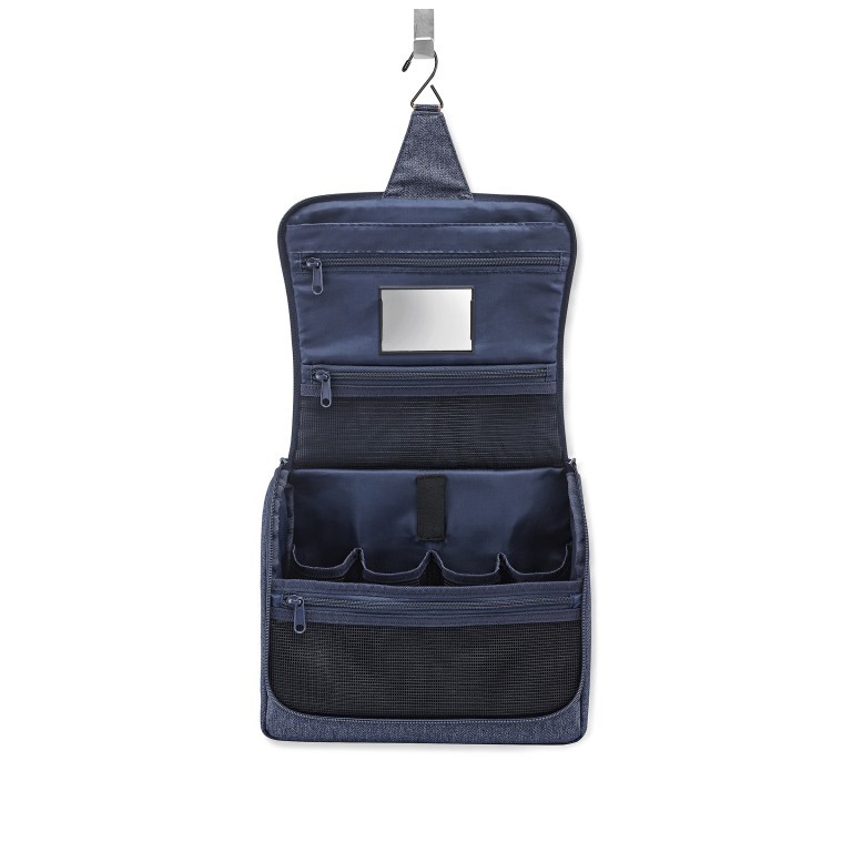 Kulturbeutel Toiletbag XL zum Aufhängen Heringbone Dark Blue, Farbe: blau/petrol, Marke: Reisenthel, EAN: 4012013733796, Abmessungen in cm: 28x25x10, Bild 2 von 3