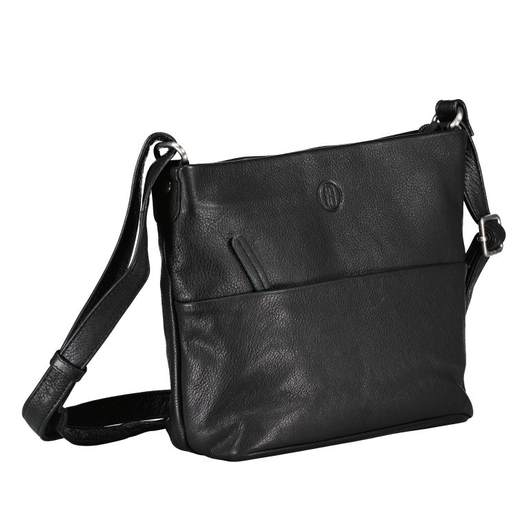 Umhängetasche Schwarz, Farbe: schwarz, Marke: Hausfelder Manufaktur, EAN: 4065646015708, Abmessungen in cm: 20x18.5x9, Bild 2 von 6