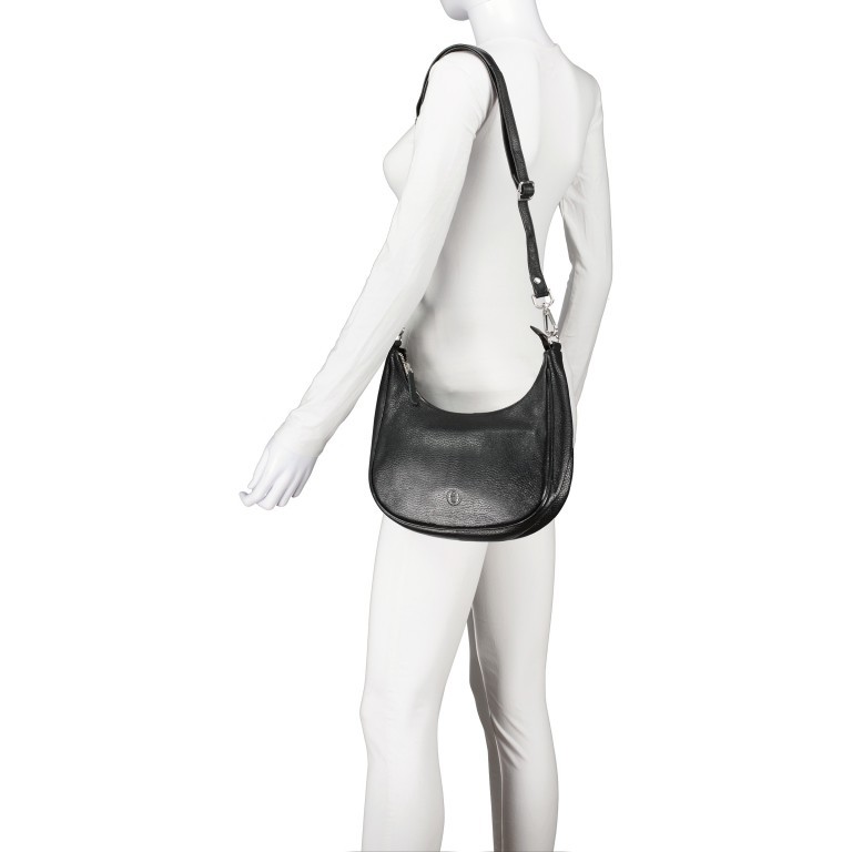 Beuteltasche Schwarz, Farbe: schwarz, Marke: Hausfelder Manufaktur, EAN: 4065646015388, Abmessungen in cm: 26.5x23.5x7.5, Bild 6 von 8