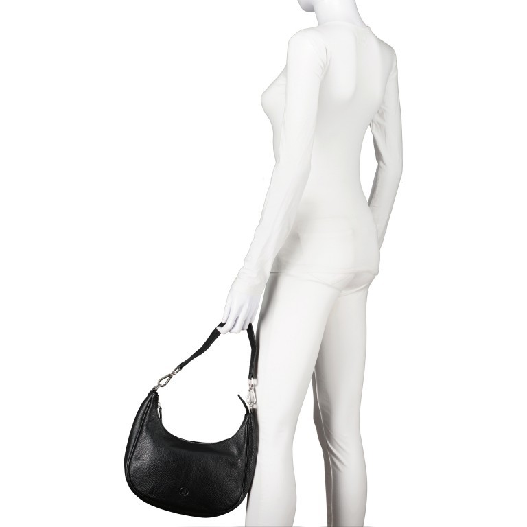 Beuteltasche Schwarz, Farbe: schwarz, Marke: Hausfelder Manufaktur, EAN: 4065646015388, Abmessungen in cm: 26.5x23.5x7.5, Bild 4 von 8