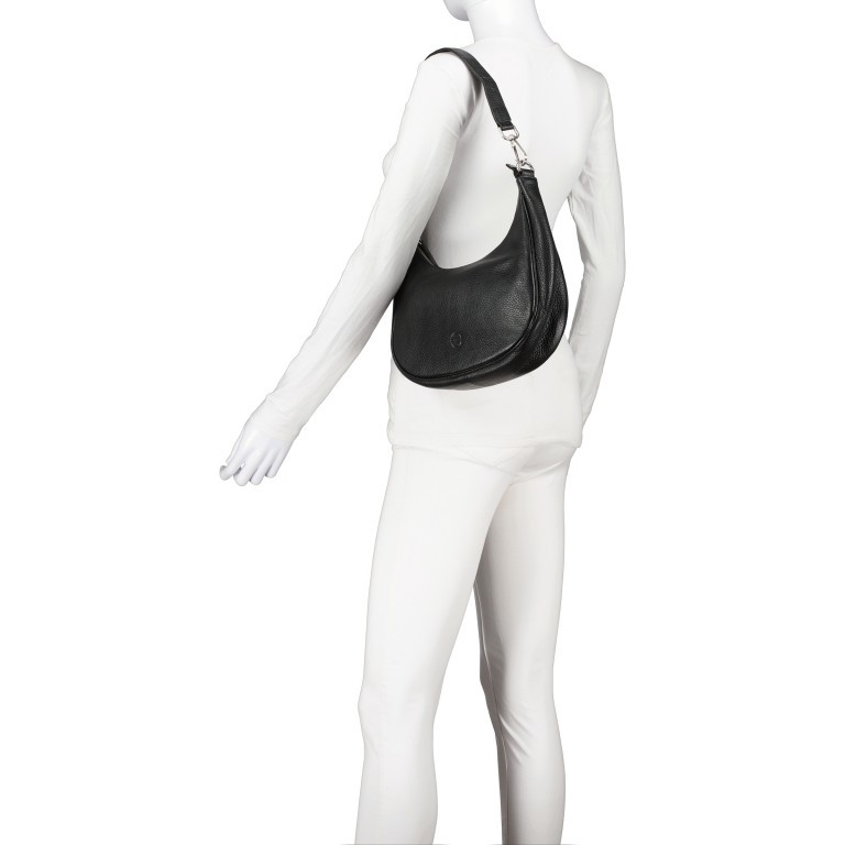 Beuteltasche Schwarz, Farbe: schwarz, Marke: Hausfelder Manufaktur, EAN: 4065646015388, Abmessungen in cm: 26.5x23.5x7.5, Bild 5 von 8