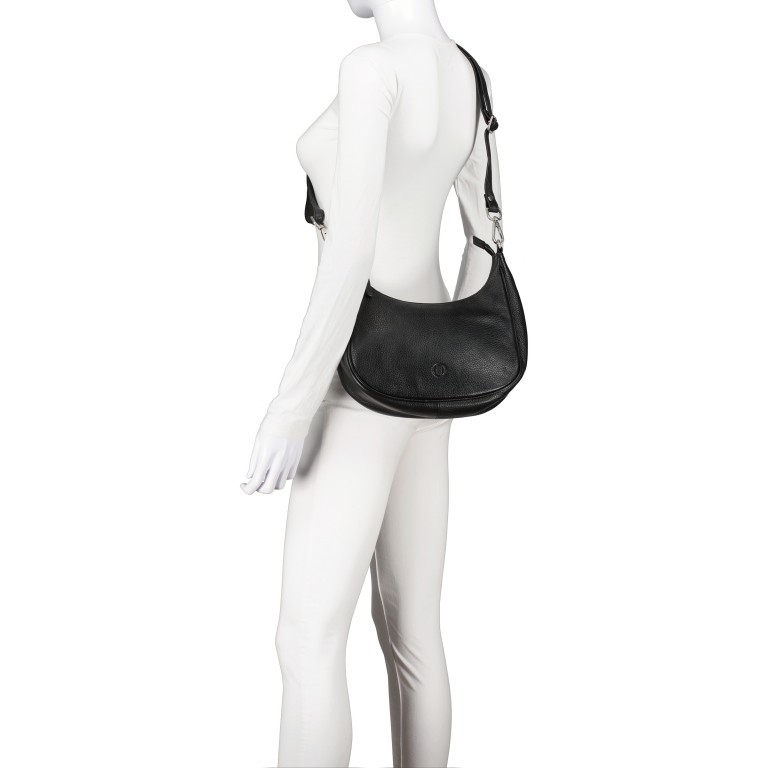 Beuteltasche Schwarz, Farbe: schwarz, Marke: Hausfelder Manufaktur, EAN: 4065646015388, Abmessungen in cm: 26.5x23.5x7.5, Bild 7 von 8