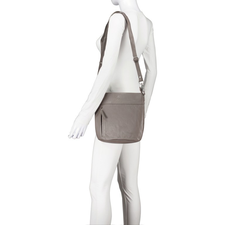 Umhängetasche Nappa Mid Grey, Farbe: taupe/khaki, Marke: Hausfelder Manufaktur, EAN: 4065646015531, Abmessungen in cm: 22.5x24.5x6.5, Bild 4 von 6
