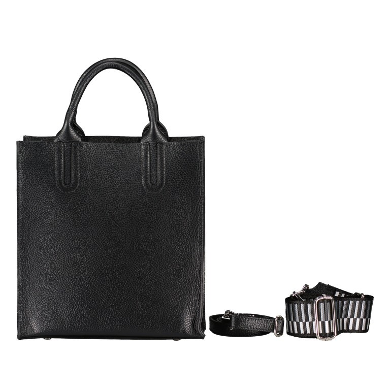 Tasche mit zwei Schulterriemen Schwarz, Farbe: schwarz, Marke: Hausfelder Manufaktur, EAN: 4065646017917, Abmessungen in cm: 26x28x10, Bild 1 von 7