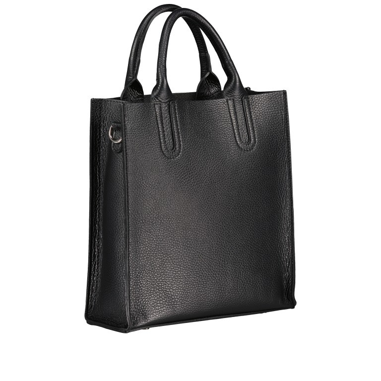 Tasche mit zwei Schulterriemen Schwarz, Farbe: schwarz, Marke: Hausfelder Manufaktur, EAN: 4065646017917, Abmessungen in cm: 26x28x10, Bild 2 von 7