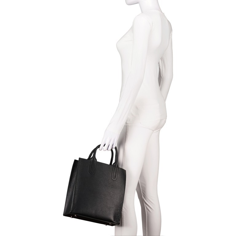 Handtasche mit zwei Schulterriemen Schwarz, Farbe: schwarz, Marke: Hausfelder Manufaktur, EAN: 4065646017924, Abmessungen in cm: 26x28x10, Bild 4 von 7