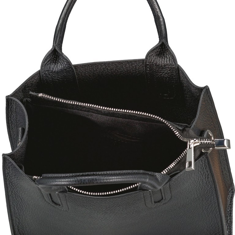 Handtasche mit zwei Schulterriemen Schwarz, Farbe: schwarz, Marke: Hausfelder Manufaktur, EAN: 4065646017924, Abmessungen in cm: 26x28x10, Bild 7 von 7