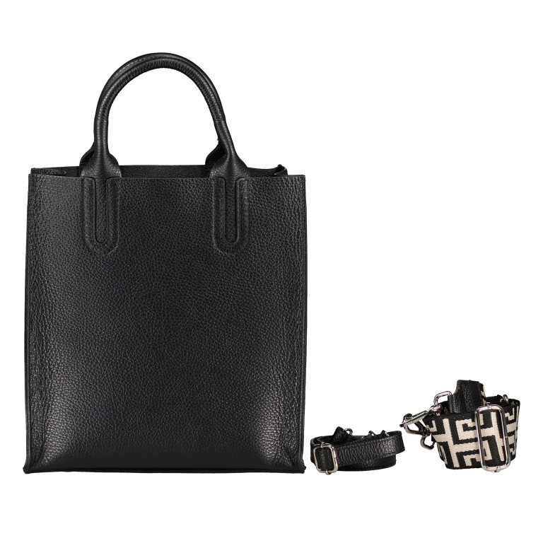 Handtasche mit zwei Schulterriemen Schwarz, Farbe: schwarz, Marke: Hausfelder Manufaktur, EAN: 4065646017924, Abmessungen in cm: 26x28x10, Bild 1 von 7