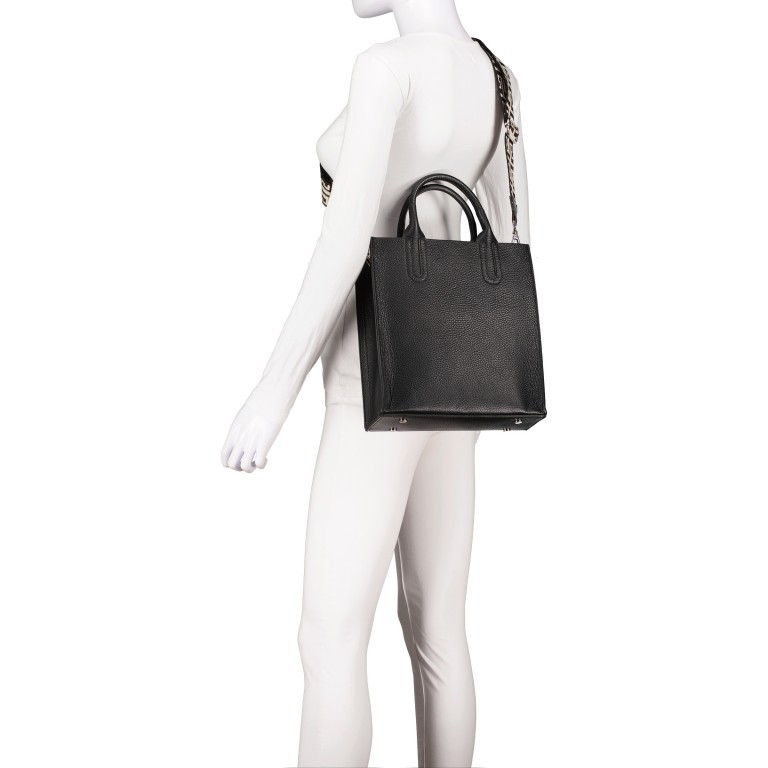 Handtasche mit zwei Schulterriemen Schwarz, Farbe: schwarz, Marke: Hausfelder Manufaktur, EAN: 4065646017924, Abmessungen in cm: 26x28x10, Bild 6 von 7