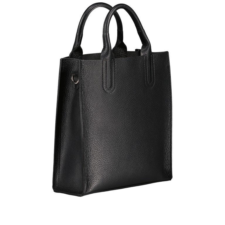 Handtasche mit zwei Schulterriemen Schwarz, Farbe: schwarz, Marke: Hausfelder Manufaktur, EAN: 4065646017924, Abmessungen in cm: 26x28x10, Bild 2 von 7