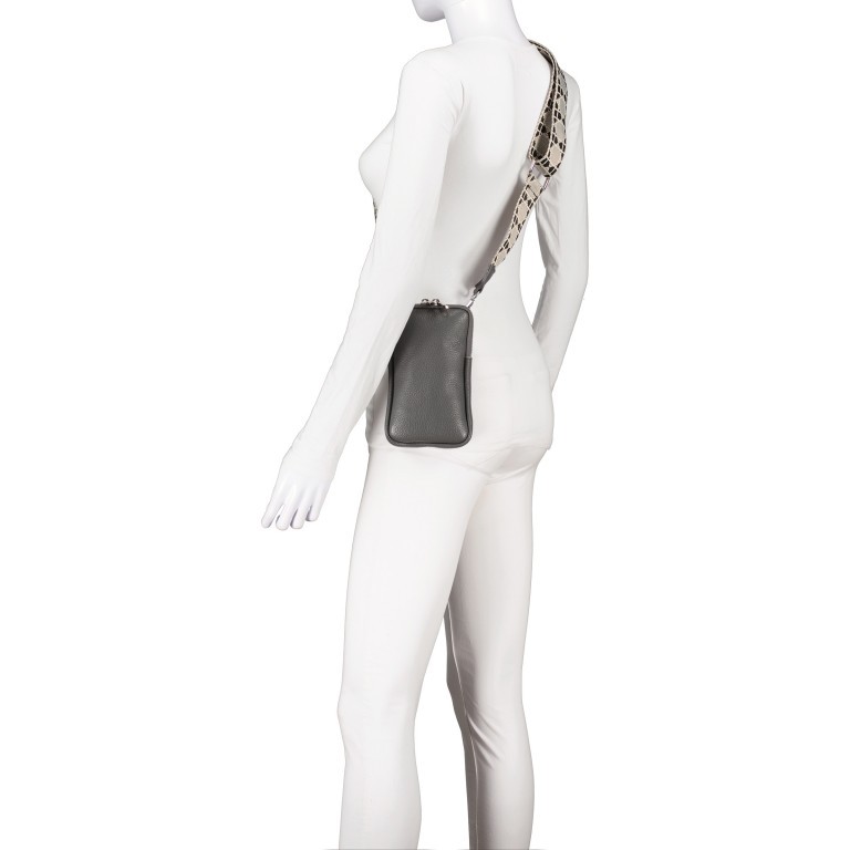 Umhängetasche / Handytasche mit austauschbaren Riemen und Silberfittings Anthra, Farbe: anthrazit, Marke: Hausfelder Manufaktur, EAN: 4065646018242, Abmessungen in cm: 11x17.5x2, Bild 5 von 6