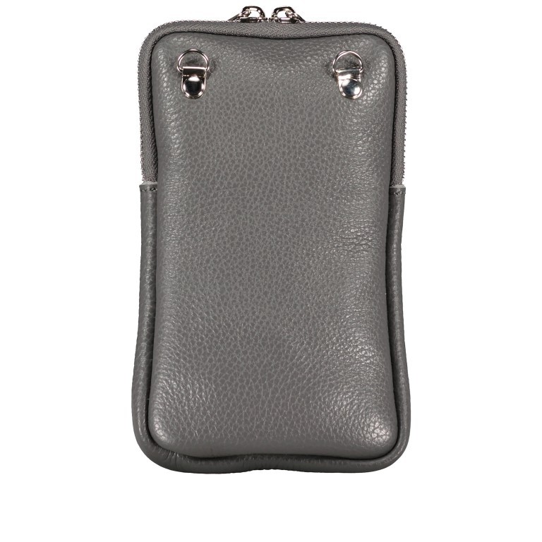 Umhängetasche / Handytasche mit austauschbaren Riemen und Silberfittings Anthra, Farbe: anthrazit, Marke: Hausfelder Manufaktur, EAN: 4065646018242, Abmessungen in cm: 11x17.5x2, Bild 3 von 6
