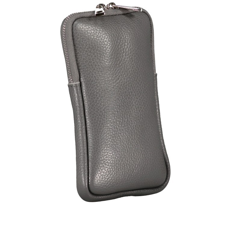 Umhängetasche / Handytasche mit austauschbaren Riemen und Silberfittings Anthra, Farbe: anthrazit, Marke: Hausfelder Manufaktur, EAN: 4065646018242, Abmessungen in cm: 11x17.5x2, Bild 2 von 6