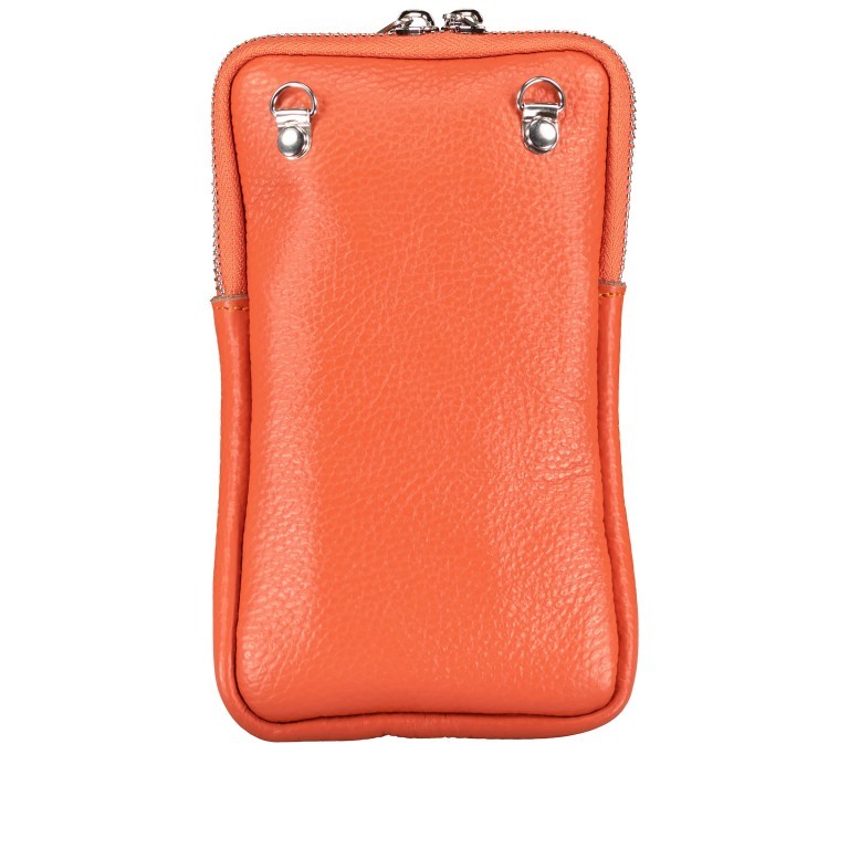 Umhängetasche / Handytasche mit austauschbaren Riemen und Silberfittings Orange, Farbe: orange, Marke: Hausfelder Manufaktur, EAN: 4065646018327, Abmessungen in cm: 11x17.5x2, Bild 3 von 6