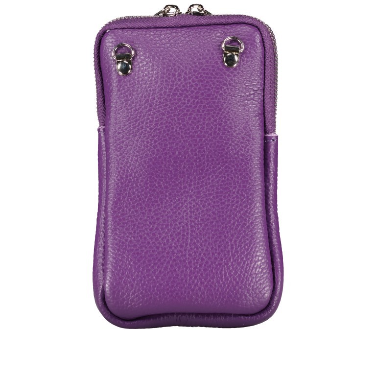 Umhängetasche / Handytasche mit austauschbaren Riemen und Silberfittings Lila, Farbe: flieder/lila, Marke: Hausfelder Manufaktur, EAN: 4065646018372, Abmessungen in cm: 11x17.5x2, Bild 3 von 6
