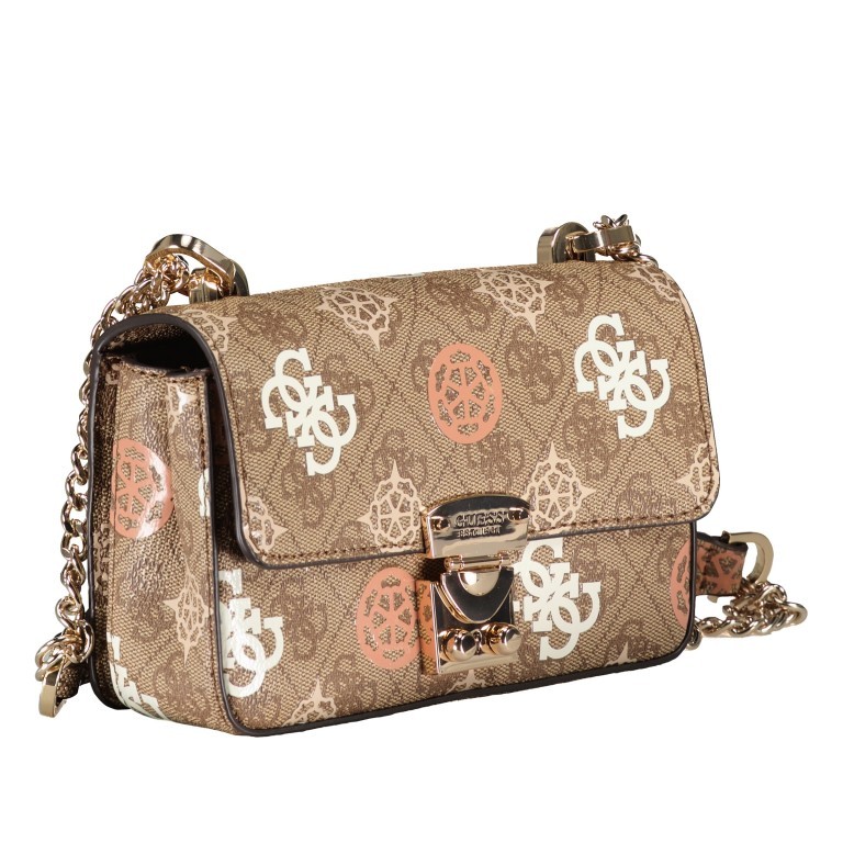 Umhängetasche Eliette 4G-Logo Peony Mini Latte Multi, Farbe: cognac, Marke: Guess, EAN: 0190231812388, Abmessungen in cm: 18x12x5.5, Bild 2 von 8