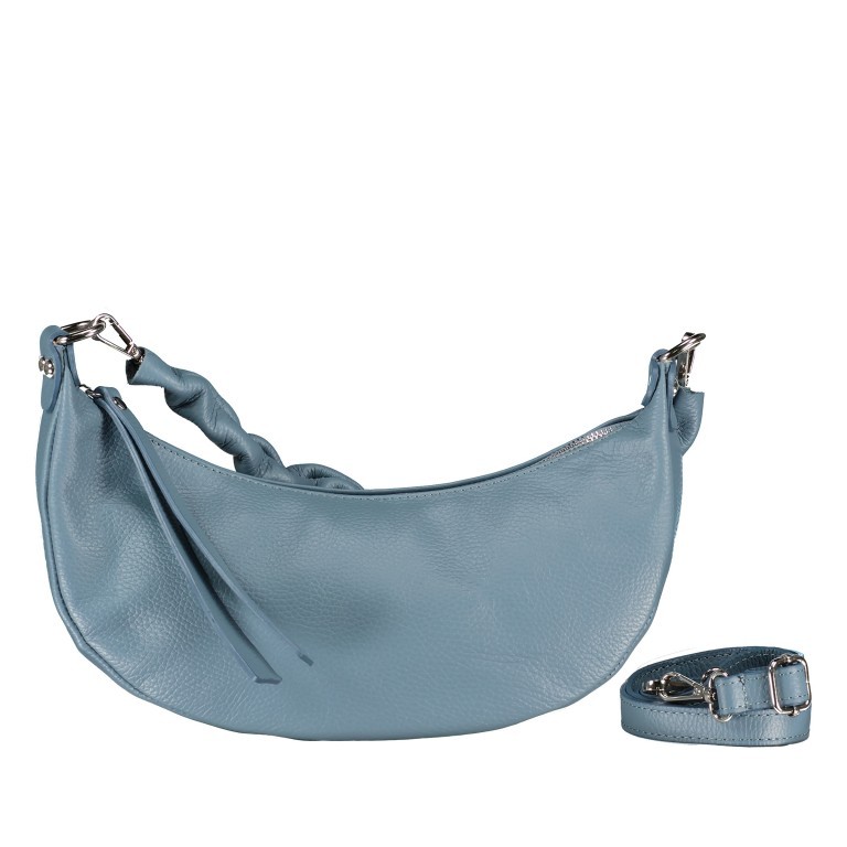 Beuteltasche Moonbag Mittelblau, Farbe: blau/petrol, Marke: Hausfelder Manufaktur, EAN: 4065646019355, Abmessungen in cm: 31x18x10.5, Bild 1 von 8