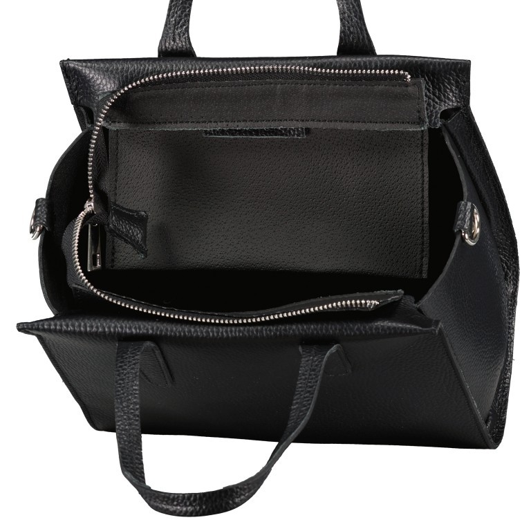 Handtasche Schwarz, Farbe: schwarz, Marke: Hausfelder Manufaktur, EAN: 4065646019362, Abmessungen in cm: 23x20.5x13, Bild 7 von 7