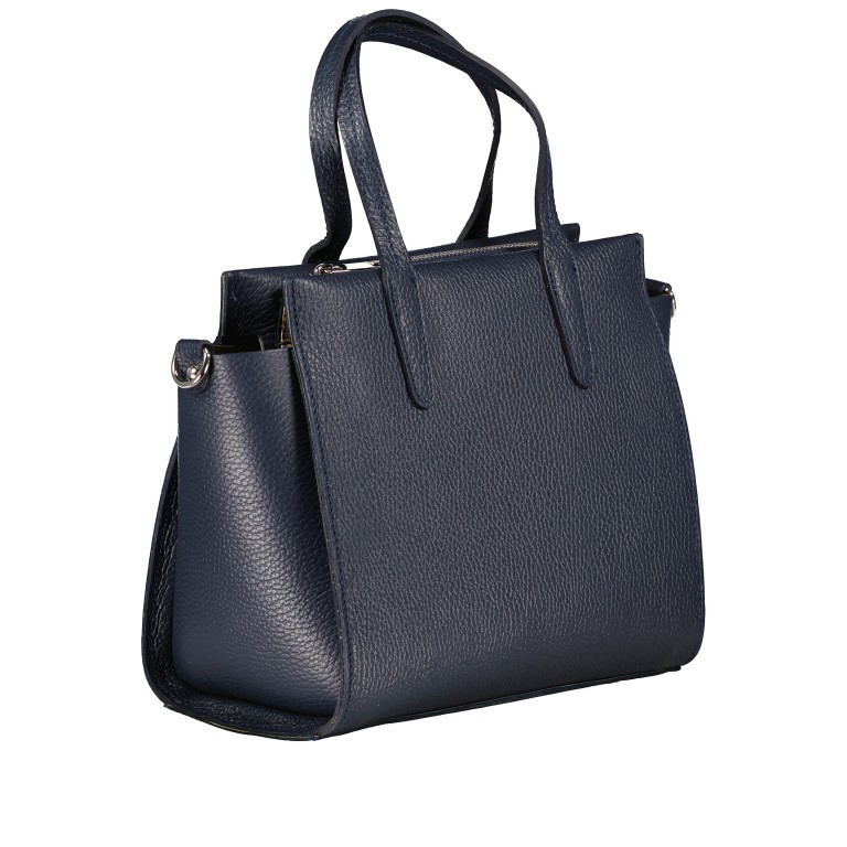 Handtasche Dunkelblau, Farbe: blau/petrol, Marke: Hausfelder Manufaktur, EAN: 4065646019386, Abmessungen in cm: 23x20.5x13, Bild 2 von 7