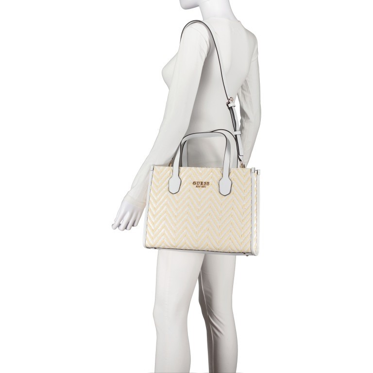 Handtasche Silvana White, Farbe: weiß, Marke: Guess, EAN: 0190231814917, Abmessungen in cm: 33.5x25.5x12.5, Bild 5 von 7