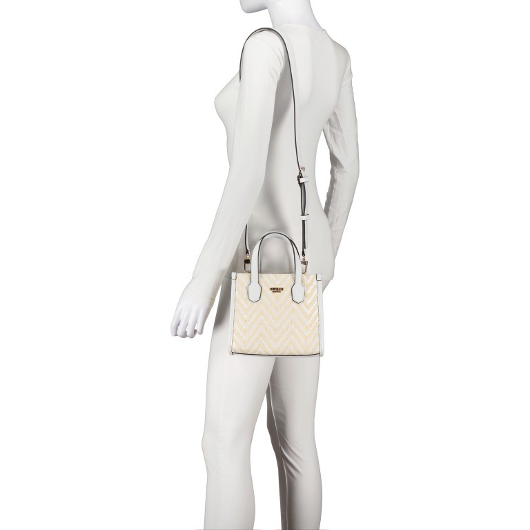 Handtasche Silvana Mini White, Farbe: weiß, Marke: Guess, EAN: 0190231814948, Abmessungen in cm: 20.5x18.5x9, Bild 5 von 7
