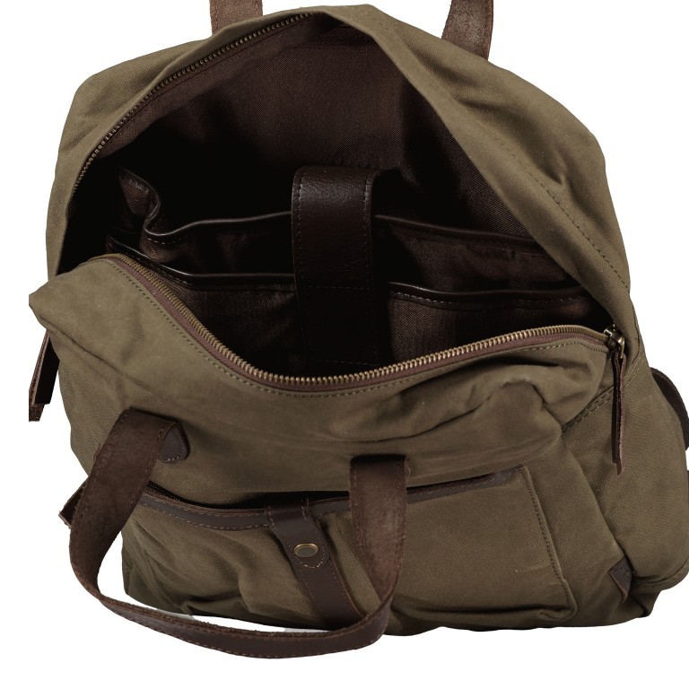 Rucksack City Canvas Joris CC-12558 mit Laptopfach 13 Zoll Olive Brown, Farbe: grün/oliv, Marke: Harbour 2nd, EAN: 4046478071247, Abmessungen in cm: 26x33.5x10, Bild 8 von 8