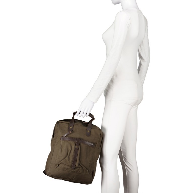 Rucksack City Canvas Joris CC-12558 mit Laptopfach 13 Zoll Olive Brown, Farbe: grün/oliv, Marke: Harbour 2nd, EAN: 4046478071247, Abmessungen in cm: 26x33.5x10, Bild 5 von 8