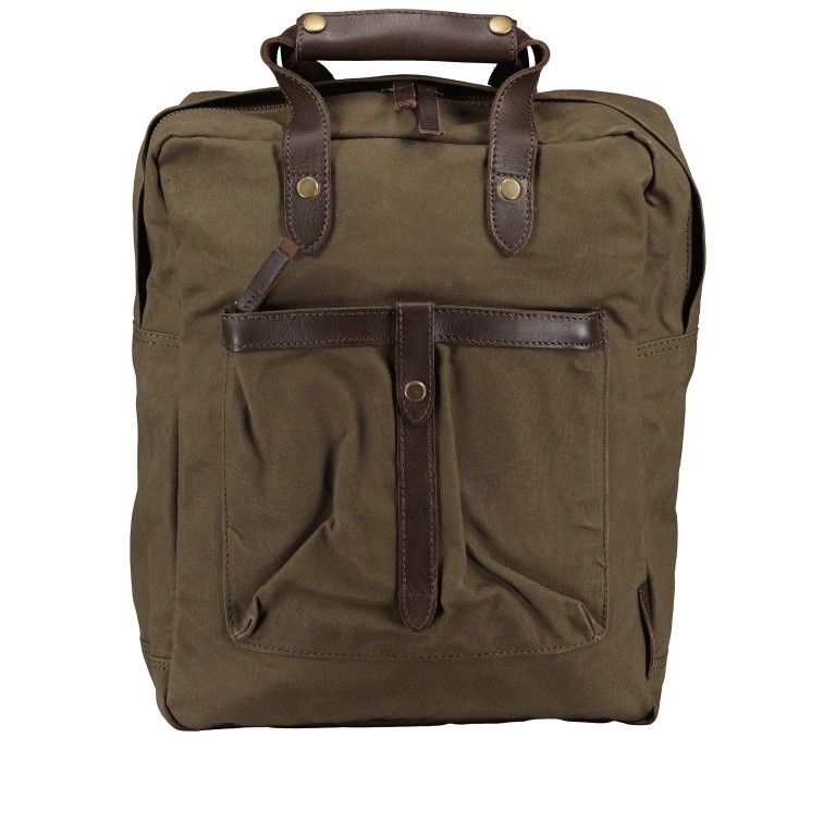 Rucksack City Canvas Joris CC-12558 mit Laptopfach 13 Zoll Olive Brown, Farbe: grün/oliv, Marke: Harbour 2nd, EAN: 4046478071247, Abmessungen in cm: 26x33.5x10, Bild 1 von 8