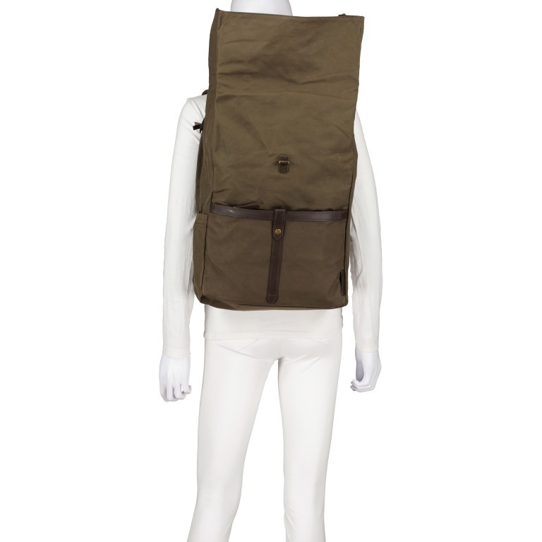 Rucksack City Canvas Frederik CC-12563 mit Laptopfach 13 Zoll Olive Brown, Farbe: grün/oliv, Marke: Harbour 2nd, EAN: 4046478071292, Abmessungen in cm: 31x47x12, Bild 6 von 11